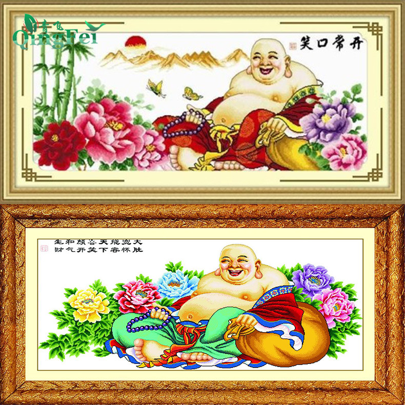Qingfei Accurate Smiles Open Often Rich and Noble High Rise Maitreya Buddha Cross-stitch Tathagata Buddha Silk Line 2-meter Super Large Edition
