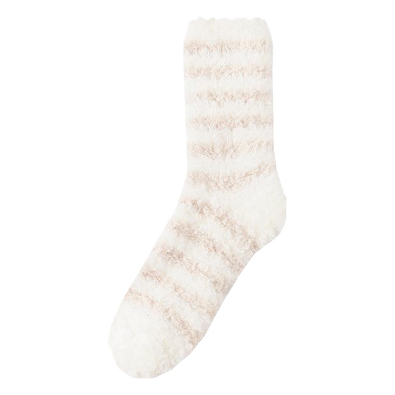 Socks Women's Winter Thickened Warm Sleep Socks Home Women's Coral Fleece Striped Middle Socks Comfortable Moon Socks