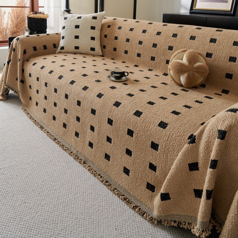 Mao Mao Yarn Sofa Towel Autumn and Winter New Simple Style Sofa Cushion Cover Cloth All-inclusive Plaid Sofa Cover Anti-cat Scratch