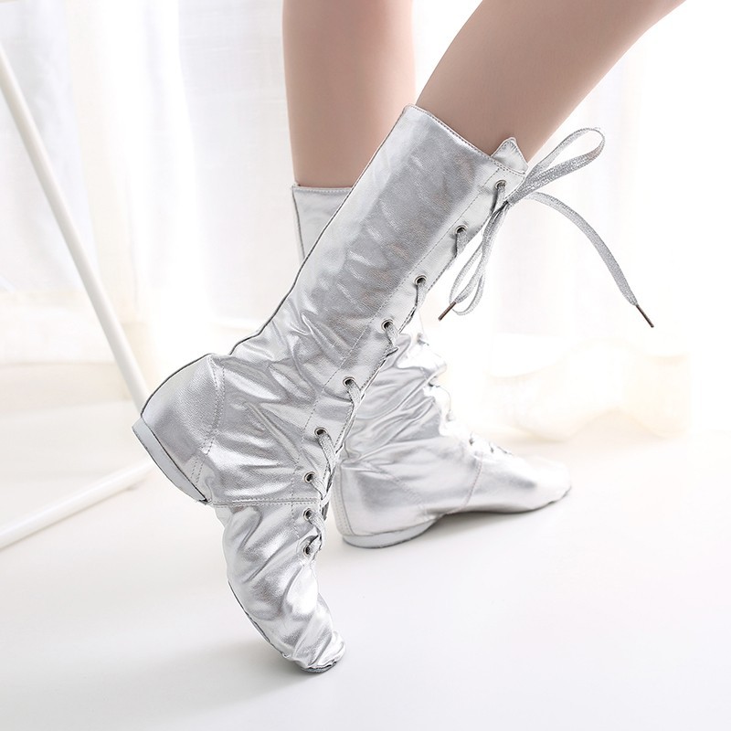 Picture of High-top Lengthened Adult Canvas Jazz Boots Soft Bottom Dance Shoes New Style Practice Shoes Women's Modern Dance Shoes Ballet Shoes