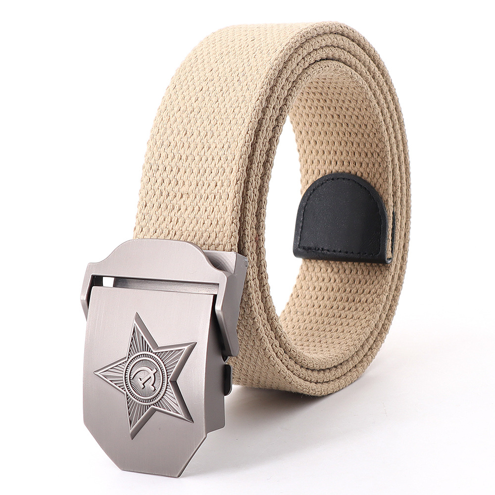 Picture of Soviet Union military emblem canvas belt belt thickened men's outdoor jeans tactical alloy manufacturers wholesale