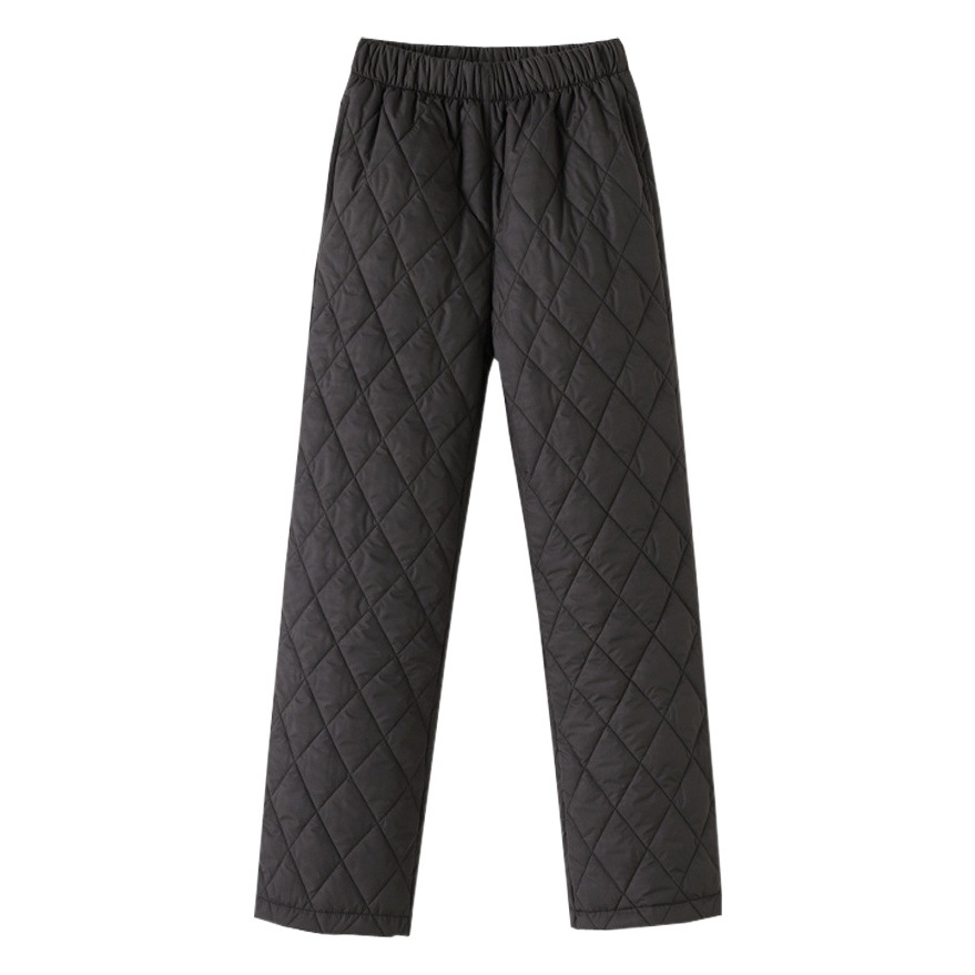Wide-Leg Cotton Trousers for Women, Thickeneded Thermal Trousers, Large Size Middle-Aged and Elderly Casual Straight Trousers for Outer Wear, High-Waisted down Cotton Trousers