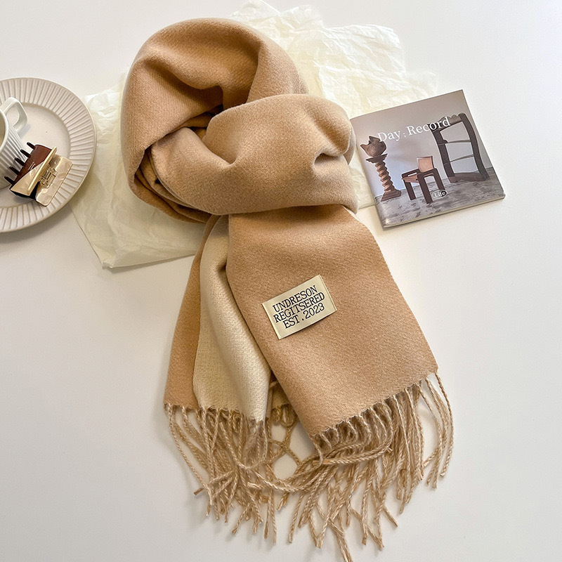 2023 new double-sided solid color cashmere scarf women's autumn and winter thick warm Joker scarf shawl wholesale in stock