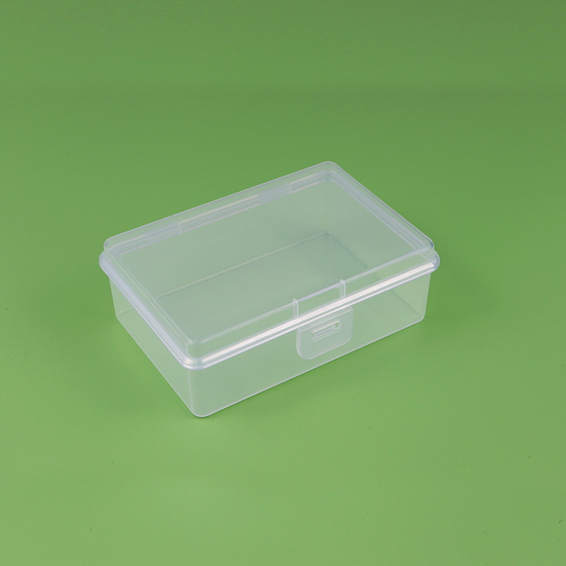 Rectangular flip dustproof storage box chicken eating artifact electronic element box ring earrings necklace plastic packaging box