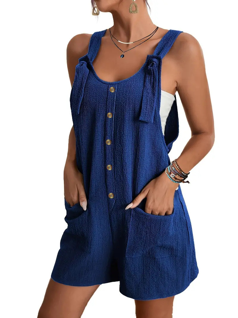 Picture of Cross-Border 2024 European and American Clothing Amazon Summer Casual Fashion Suspender Shorts Jumpsuit Overalls for Women