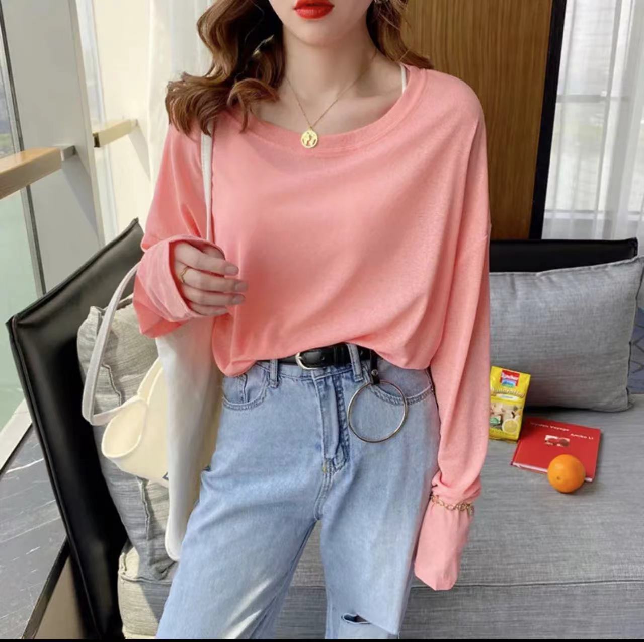 Picture of Blouse for Fat mm Women Thin Summer Korean Style Lazy Style Long-Sleeved Blouse Large Size Versatile Sun Protection Loose Ice Silk Lazy Style