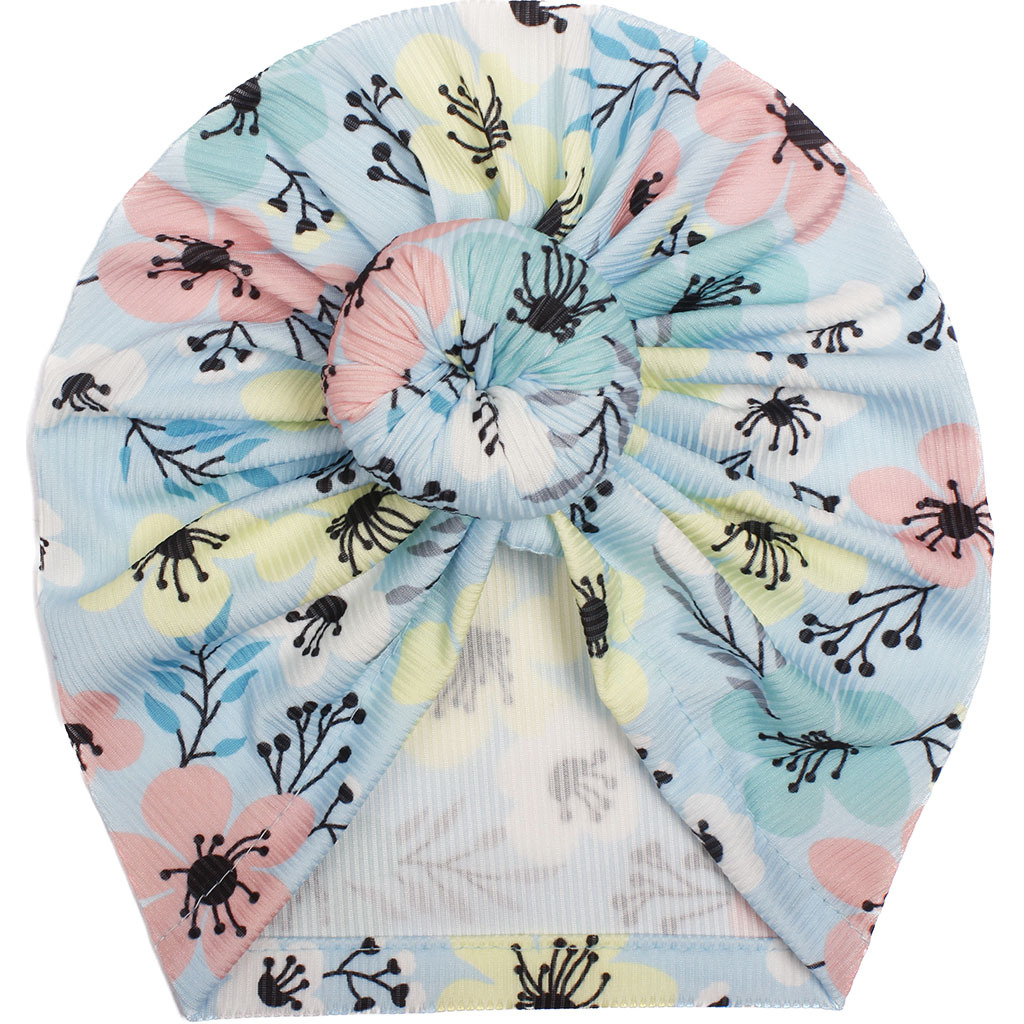 Picture of New European and American Floral Children's Hats, Printed Donut Baby Indian Pullover Hats, Four-Season Baby Turban Hats
