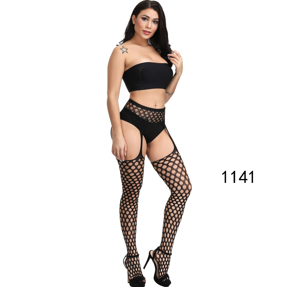Picture of European and American Original Single Jacquard Garter Fishnet Stockings Sexy Pantyhose Sexy Stockings Summer Anti-Falling Fishnet Stockings Temptation