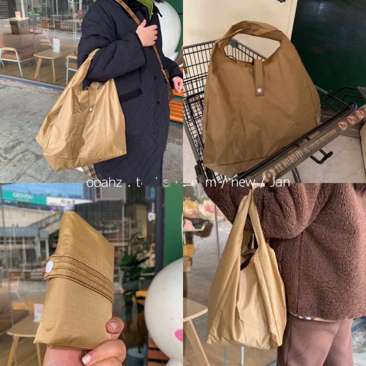 Simple Environmentally Friendly Foldable Shopping Bag Portable Large Capacity Supermarket Shopping Bag Handbag Polyester Fabric Strong and Durable