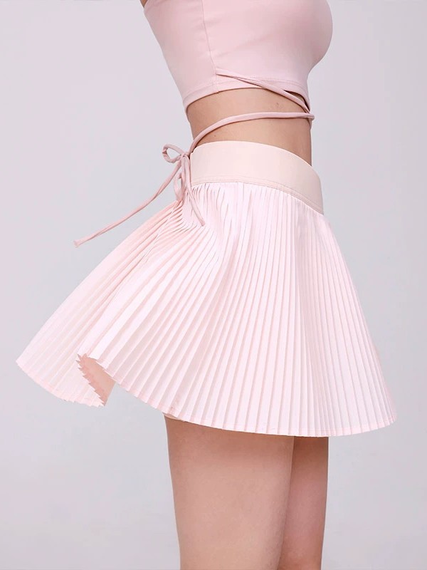 High Waist Anti-Light Organ Pleated Slim Tennis Sport Skirt Women's Summer A- Line Pleated High Elastic Breathable Skirt