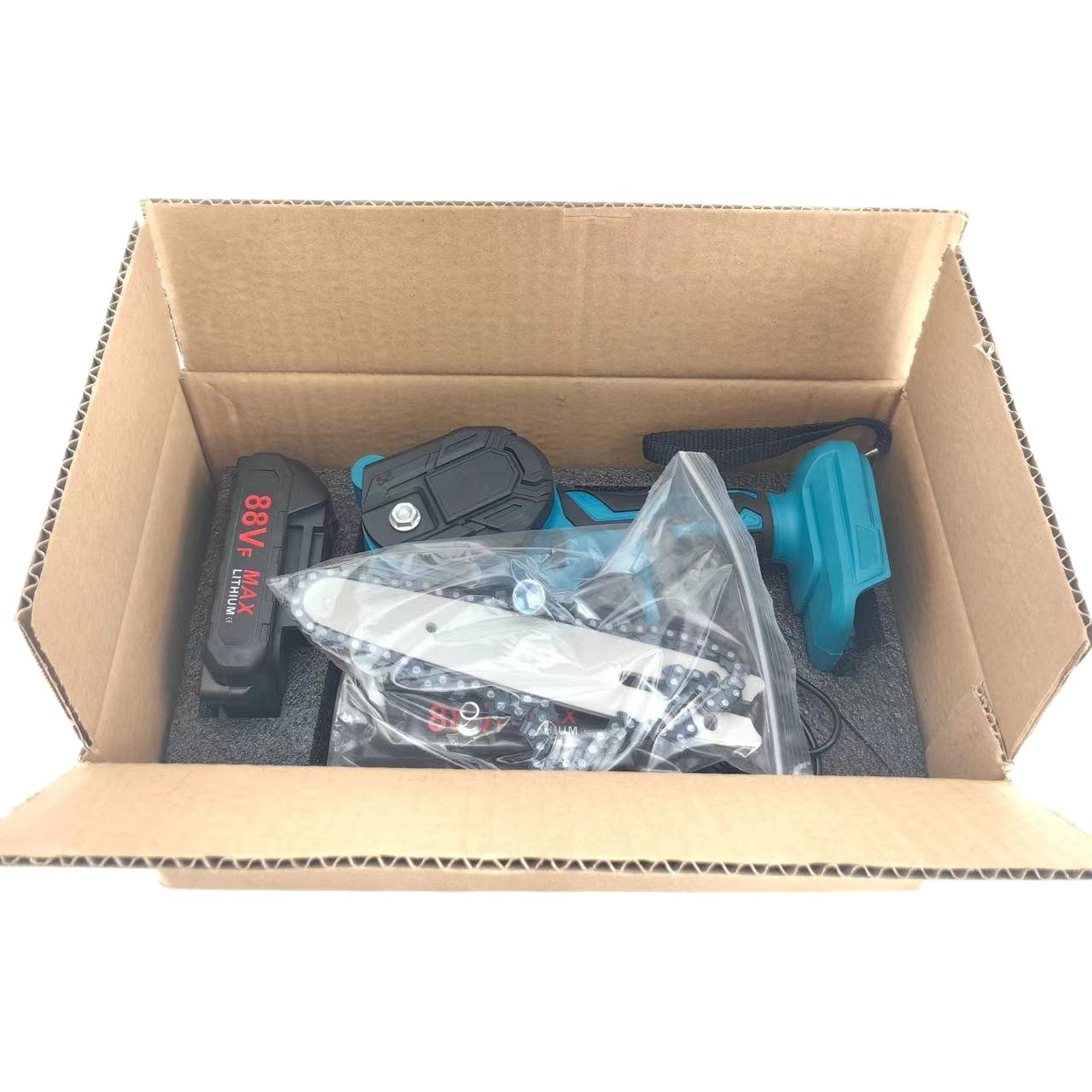 6inch Chainsaw Mini Rechargeable Electric Chain Saw Household Small Handheld Logging Tree Felling Saw Satchel Garden Garden Pruning