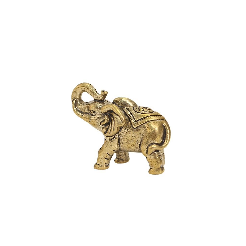 Picture of Solid brass elephant lucky elephant decoration Mini Copper Elephant Home Study Office desktop tea pet decoration crafts