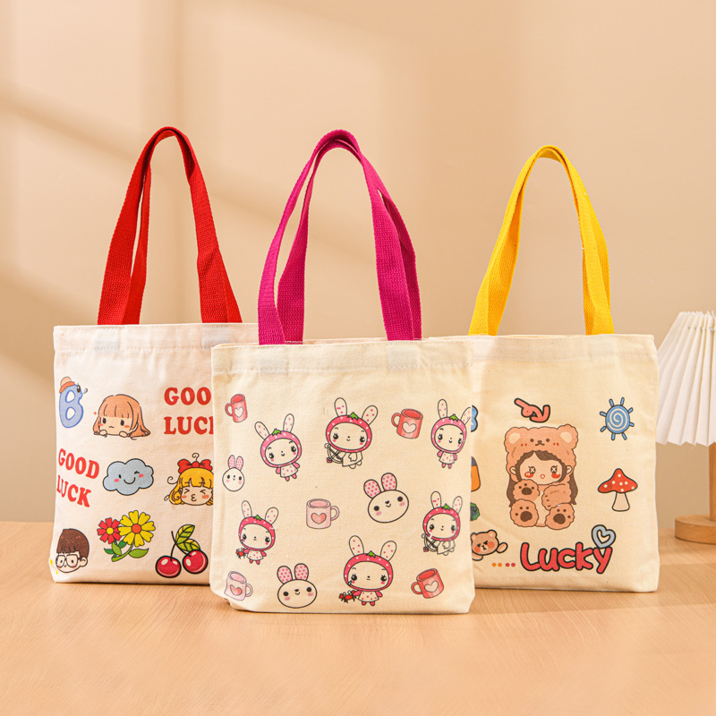 Cute Fashion All-match Canvas Bag in stock Custom Ins Style Gift Advertising Shopping Bag Large Capacity Lunch Box Bag