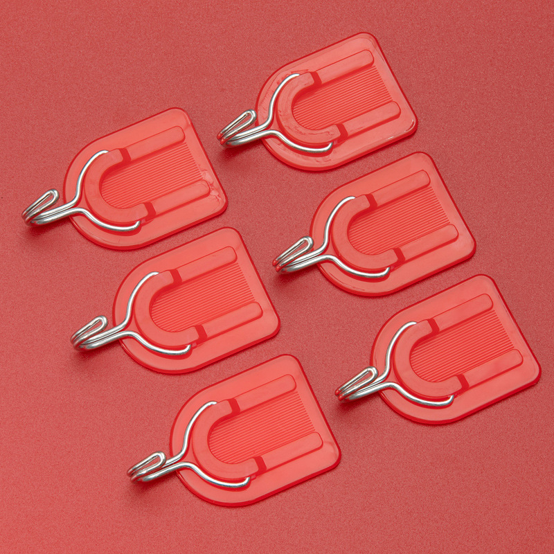 Picture of Festive Viscose Hook Red U-Shaped Small Plastic Hook Chinese Knot Pendant Storage Hook Door Hook
