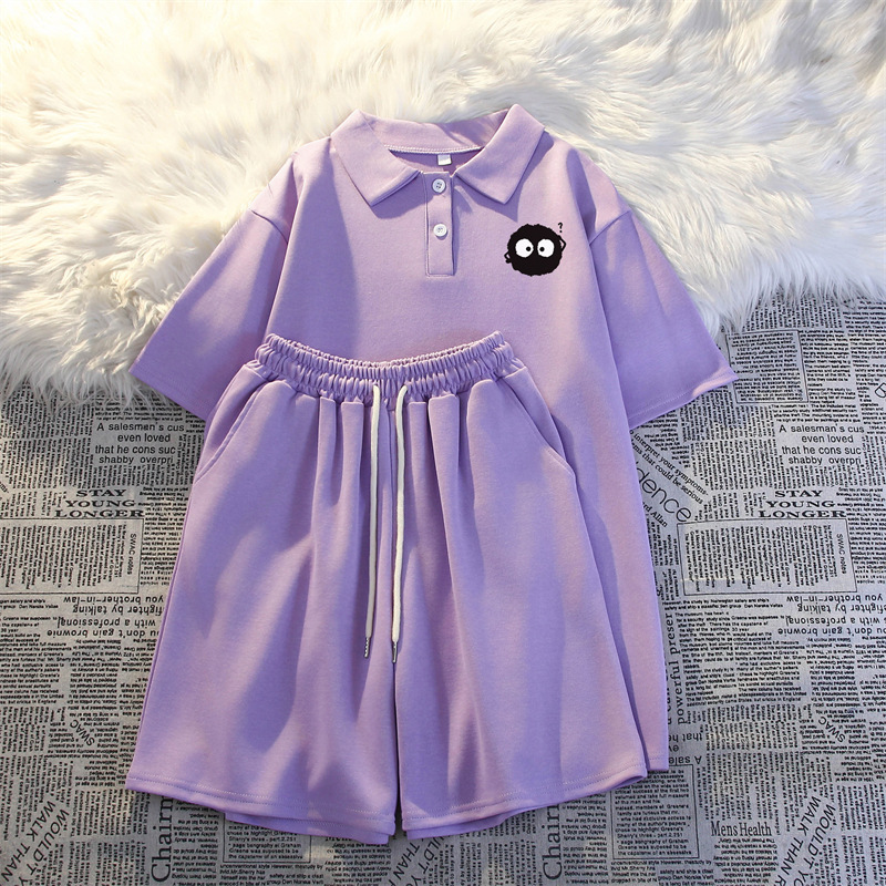 Internet Celebrity Sportswear Two-piece Suit Women's Summer College-style Loose Casual Short-sleeved Shorts Fashionable Salt Style for Small Men