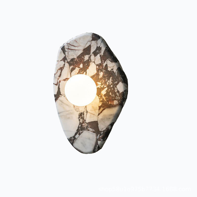 Picture of Cross-border Nordic simple round marble living room wall lamp high-level feeling model room hotel atmosphere bedroom bedside lamp