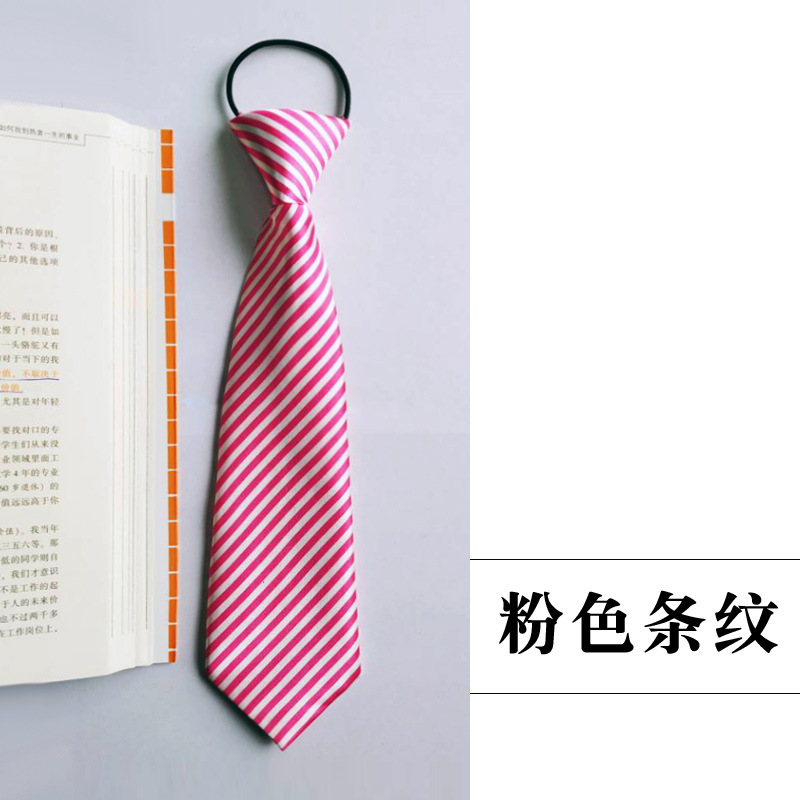 Picture of Children's tie boys Korean baby primary school students solid color striped plaid elastic pullover performance accessories wholesale