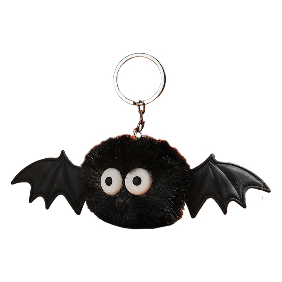 Halloween Bat Fur Ball Keychain Silicone Bat Bag Pendant ins Plush Little Monster Elf Keychain