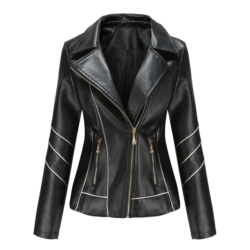 Picture of Cross-border leather clothing for foreign trade women's thin PU short coat spring and autumn jacket wish motorcycle clothing women's new