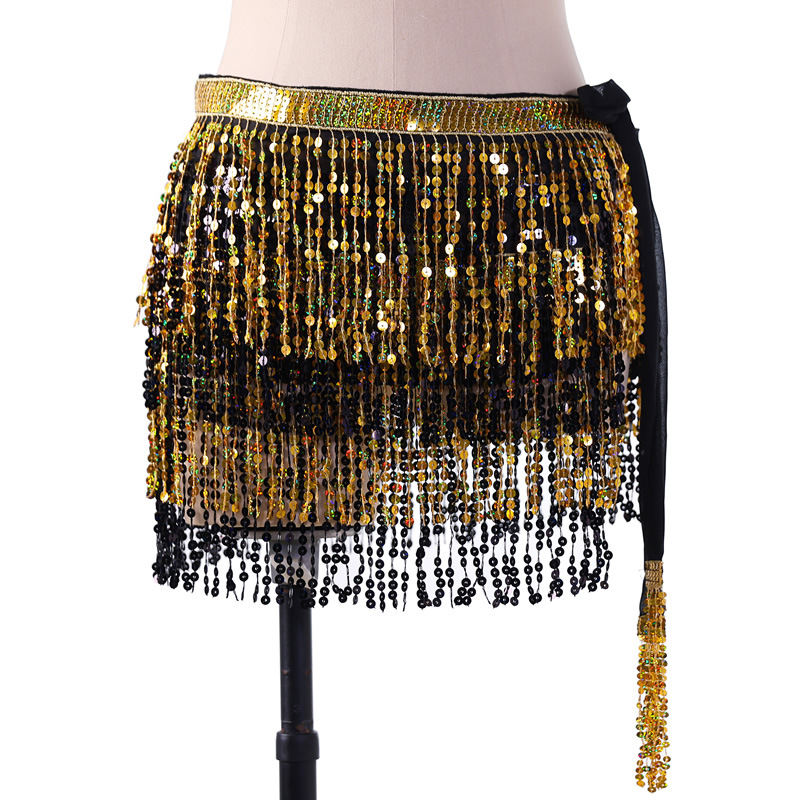 Picture of New belly dance beads waist chain 4 sequins hip towel tassel waist belt dance performance can be a generation of hair