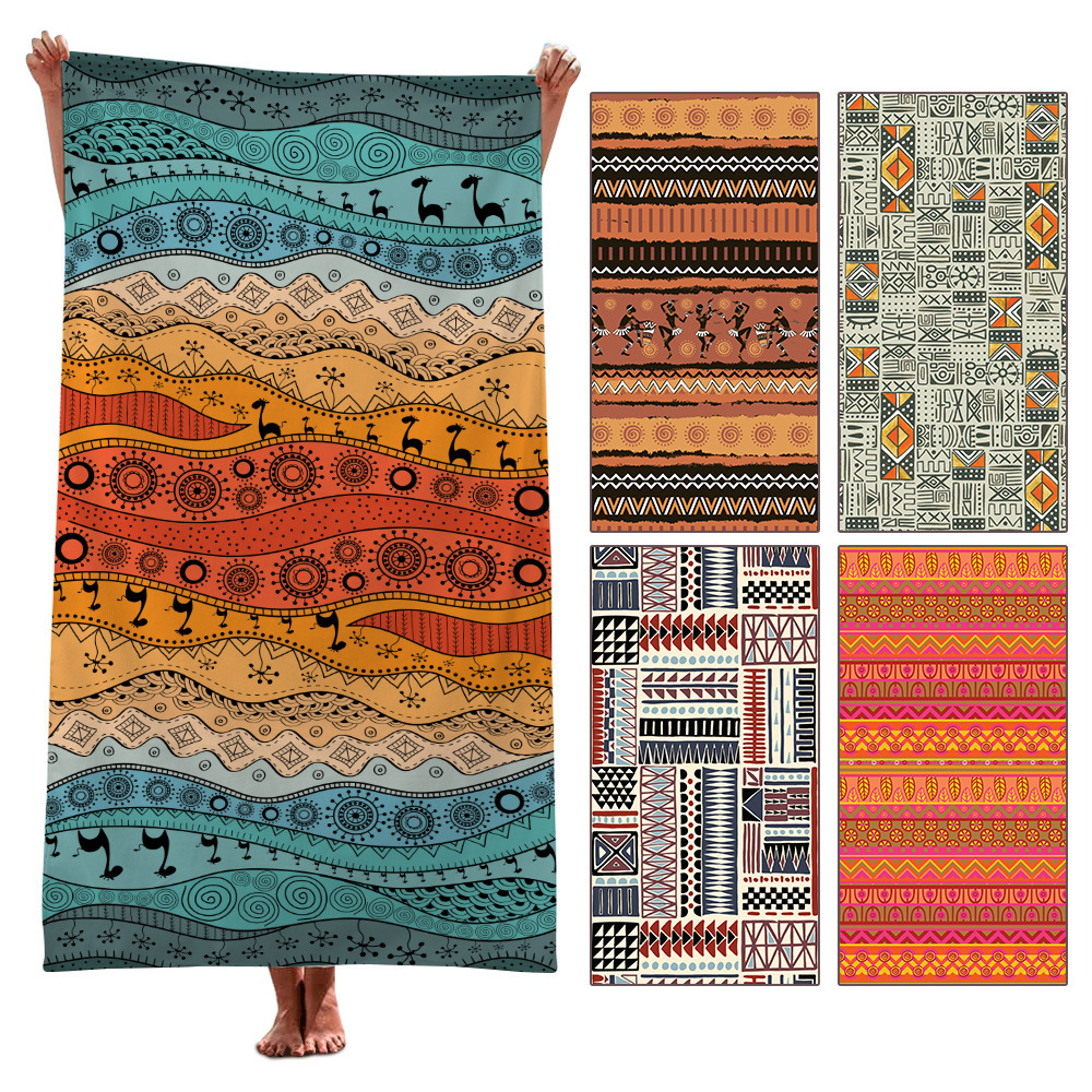 Cross-border geometric abstract series bath towel seaside surfing shawl printed sunscreen beach towel can be customized wholesale