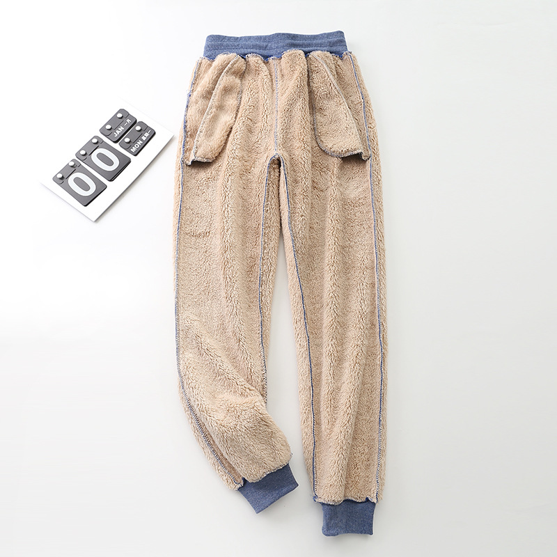 Picture of Harbin Cotton Trousers Fleece-Lined Women's Lamb Fleece Thickened Sweatpants Autumn and Winter Outer Wear Loose Leg Small Casual Cotton Pants