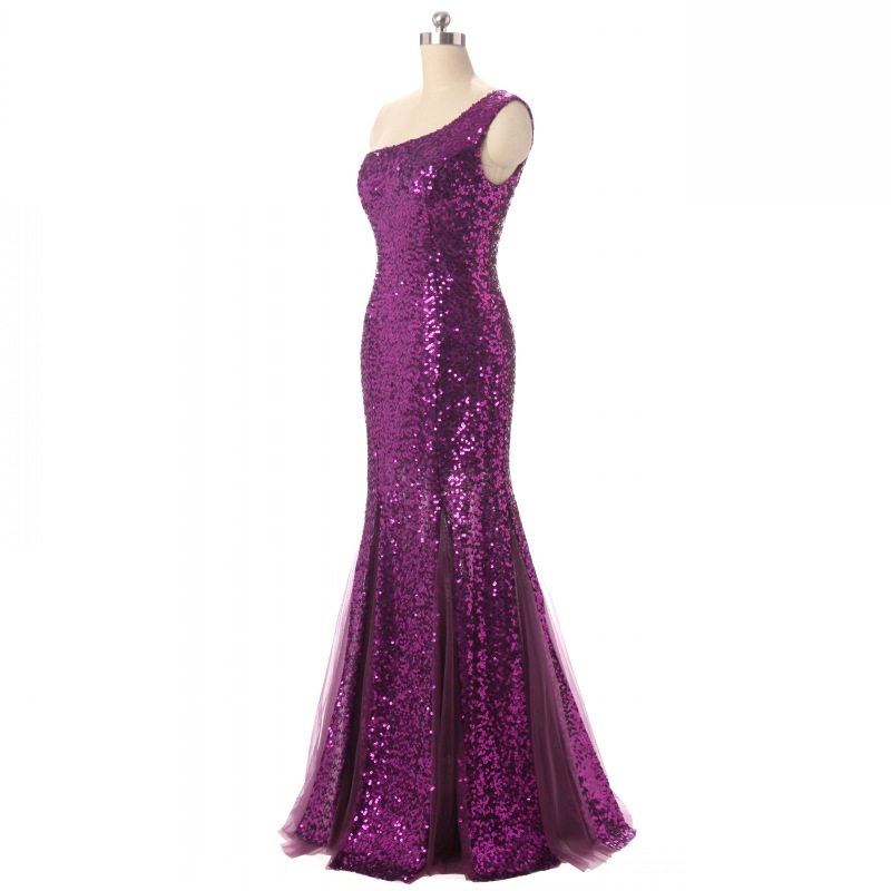 Picture of 2021 new bridal bridesmaid dress long one-shoulder mother dress banquet evening dress toast dress a generation of hair