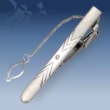 Picture of Metal tie clip men's suit chain 140 simple flower type business atmosphere with drill tie clip