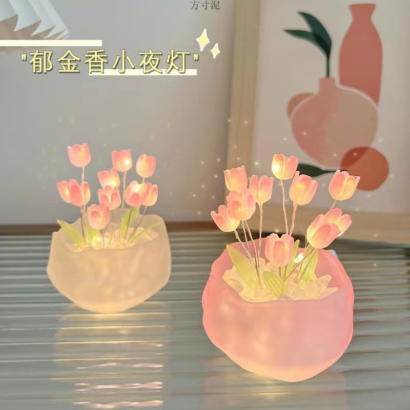 Mother's Day Gift Tulip Night Light DIY Handmade Girly Heart Glowing Gift for Best Friend Birthday Gift 520 Factory