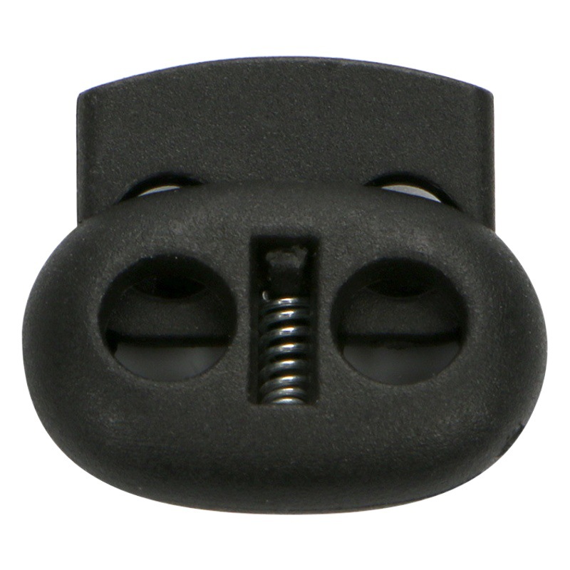 Manufacturer Plastic Adjustable Elastic Belt Spring Buckle with Rope Pig Nose Buckle Single and Double Holes Round Black Transparent Drawstring Buckle