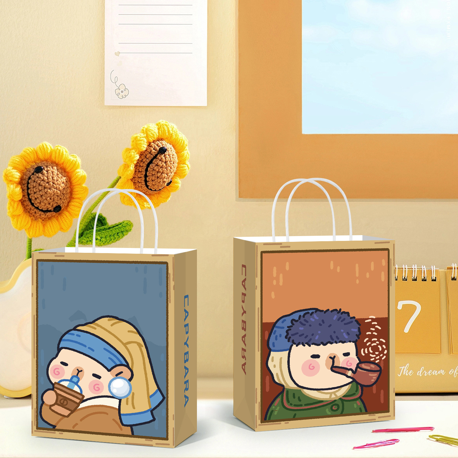 Art Paper Bag Premium Gift Bag Hand Gift Bag Capibala Series Tote Bag