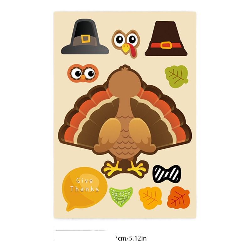 Creative thanksgiving Turkey Puzzle Stickers Thanksgiving Day Stickers Holiday Stickers Puzzle