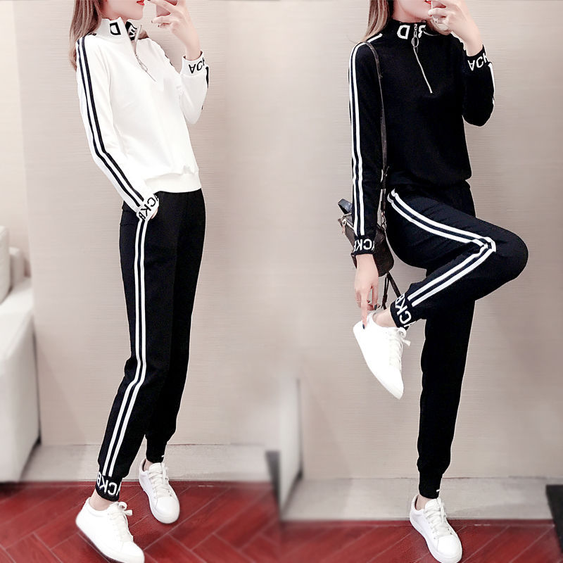 Sports Suit Women's Autumn and Winter 2020 New Fashionable Brand Fashionable Loose Stylish Sweat Running Clothes Casual Two-piece Set Fashionable
