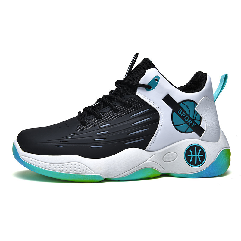 Shoes Men's Outdoor Basketball Shoes Men's 2024 Mid-Top Lace-Up Anti-Slip Sports Shoes Men's Breathable Trbottomy Thick-Soled Men's Shoes