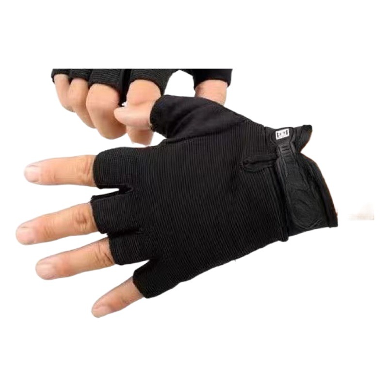 Half-Finger Cycling Gloves Men's Sports Tactical Outdoor Wear-Resistant Black Iron Summer Fitness Fingerless Non-Slip Long Finger
