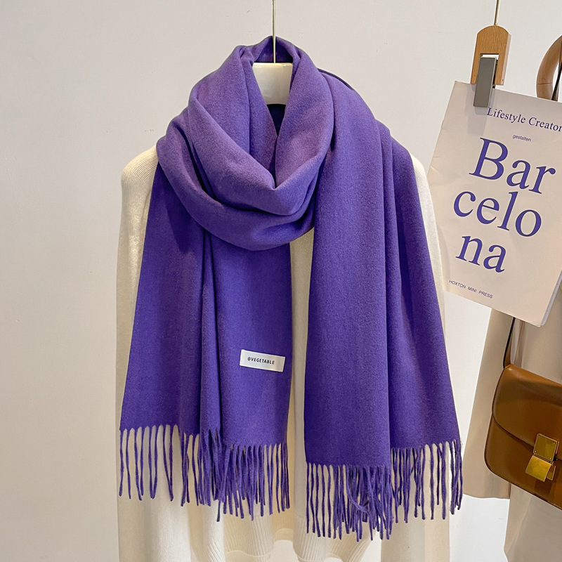 Picture of Blue Imitation Cashmere Scarf for Women 2025 New Winter K-Style Thickeneded Light Blue Scarf Versatile Dual-Use Shawl