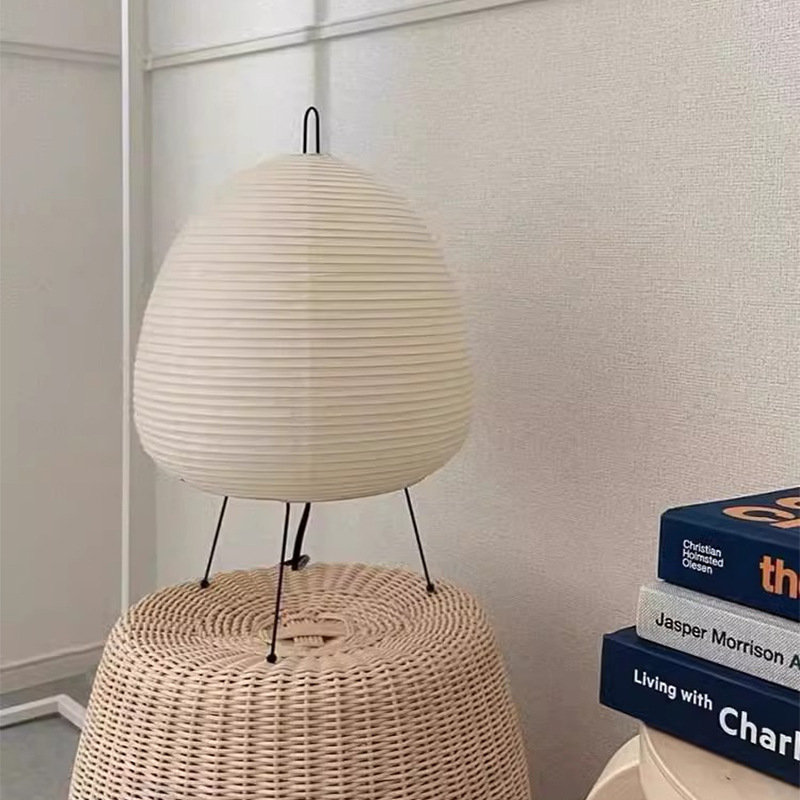 Japanese Akari Isamu Noguchi Japanese-Style Table Lamp for Home Living Room and Bedroom Ambiance Decoration, Paper Led Japanese-Style Ambiance Lamp