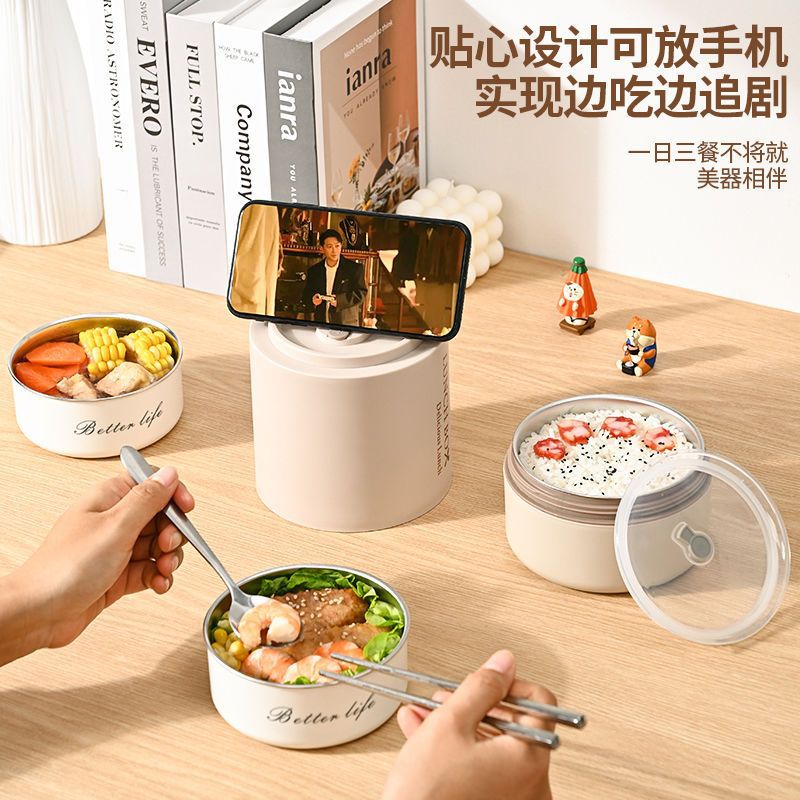 Picture of 316 stainless steel multi-layer insulation lunch box office workers rice bucket portable insulation bucket ultra-long insulation can enter the microwave oven
