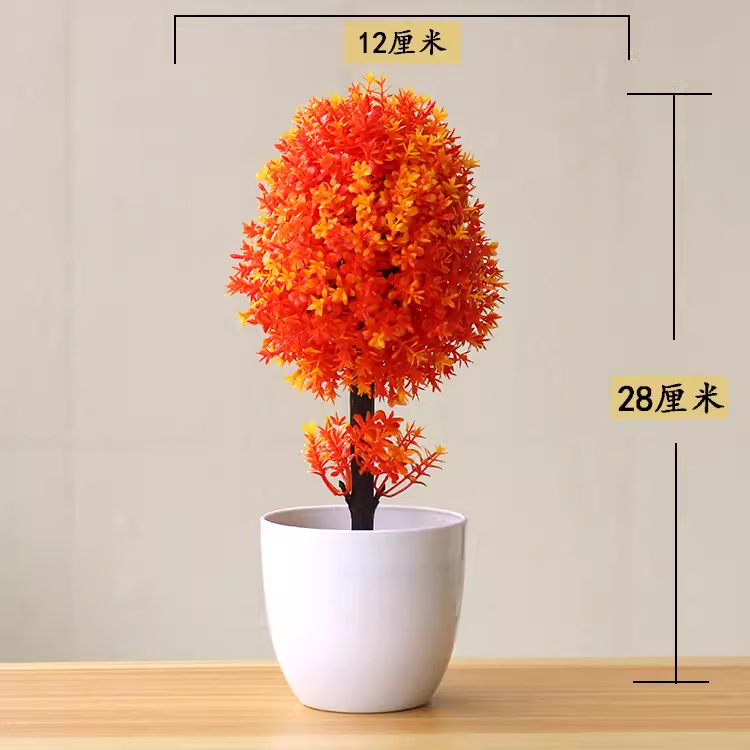 Picture of Sakura Snowball Simulated Plant Potted Grass Ball Bonsai Small Tree Home Decoration Flower Ornament Creative Mini Small Round Ball