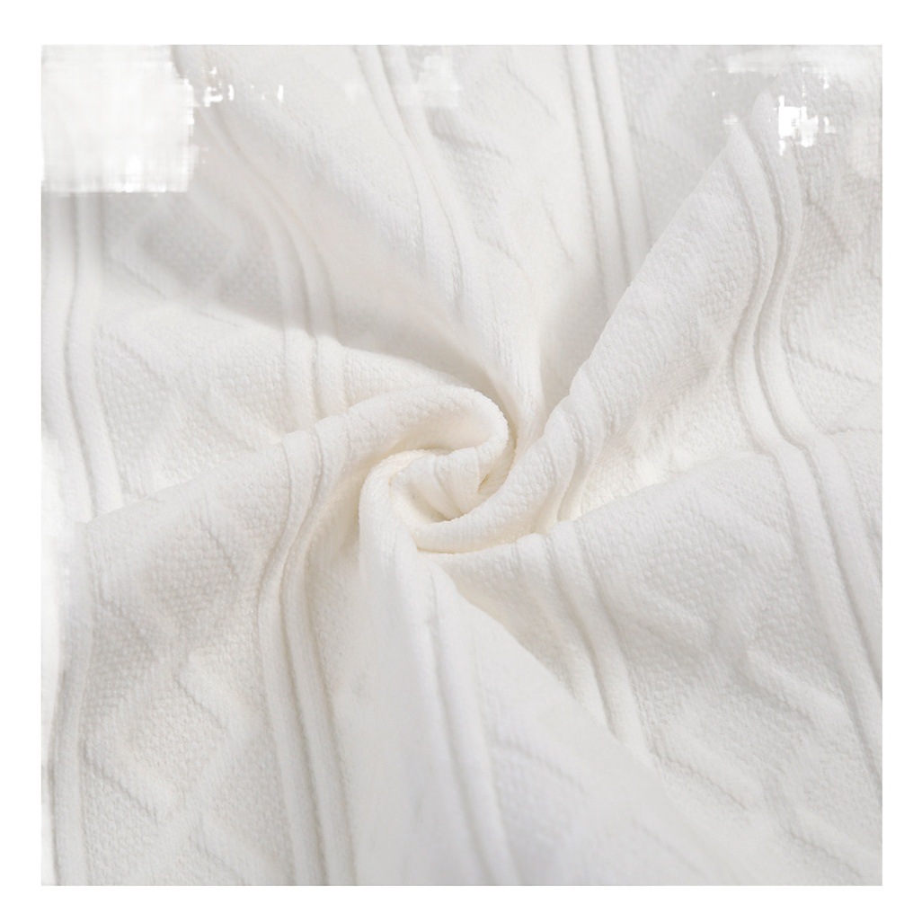 European cotton velvet jacquard thick needle knitted cloth vertical stripe mesh jacquard cloth children's clothing fabric coat fabric soft feel