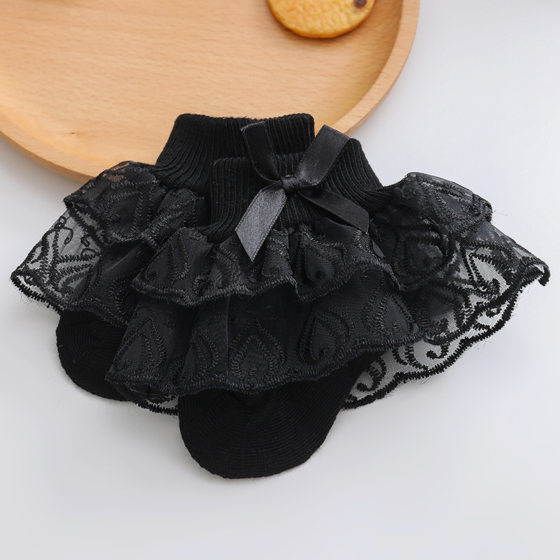 Picture of Spring Girls Lace Socks Spring and Summer Thin Double Lace Baby Princess Socks 2023 New Girls Socks