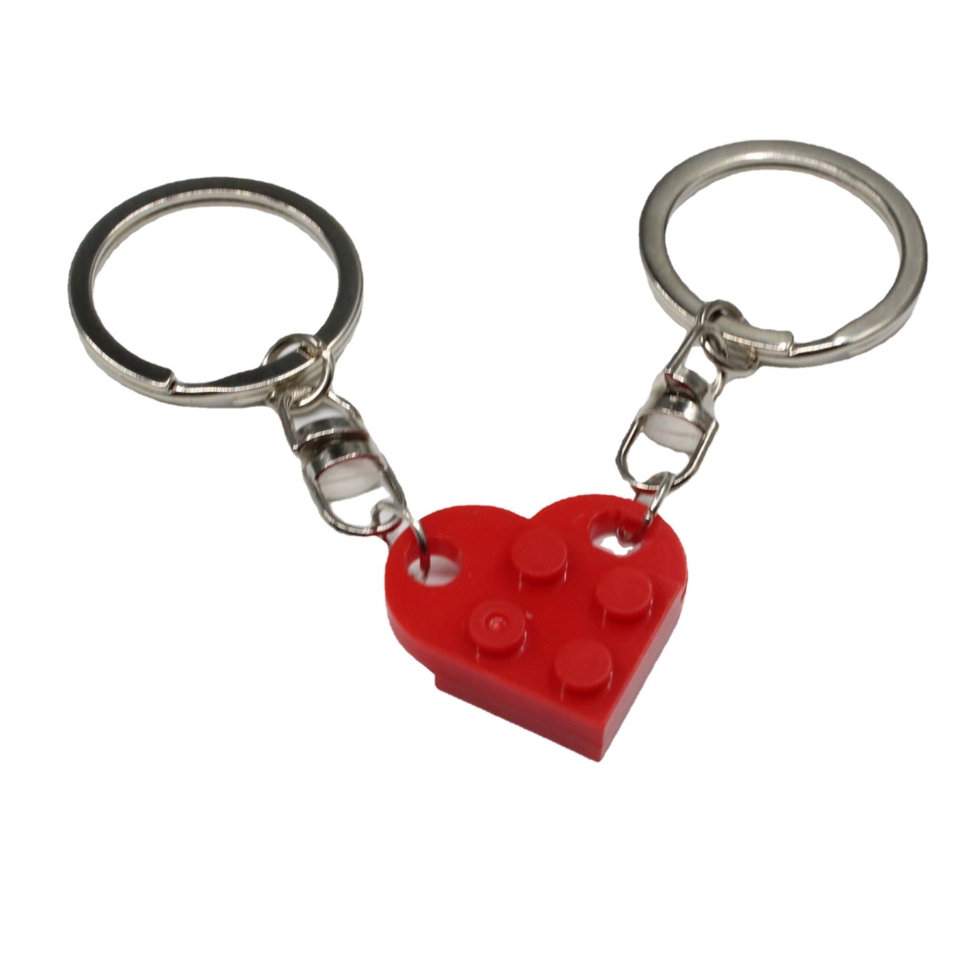 Cross-border e-commerce wholesale BFF heart-shaped spliced split building block keychain couple friendship keychain in stock