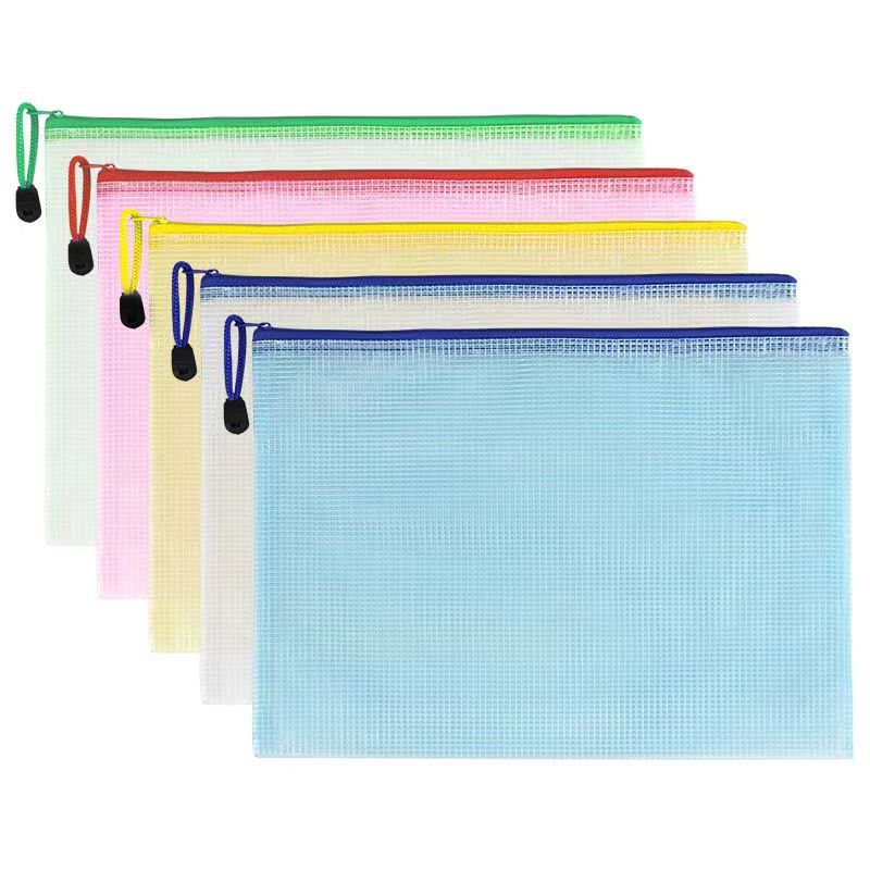 Picture of A4 Transparent Grid Bag Thickened Waterproof Test Paper Storage File Bag Zipper Bag File Data a5 Bill Stationery Bag