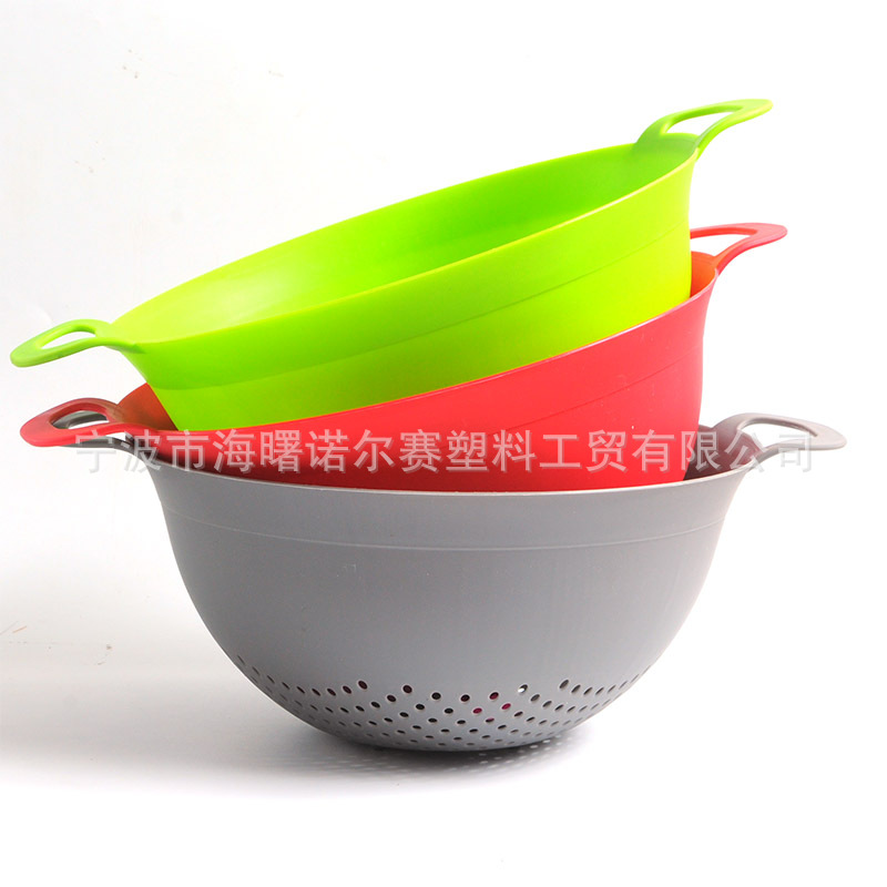 Round Hollow Drain Vegetable Washing Basket Plastic Basket Kitchen Vegetable Washing Basin Fruit Basket Vegetable and Fruit Drain Basket Storage Basket