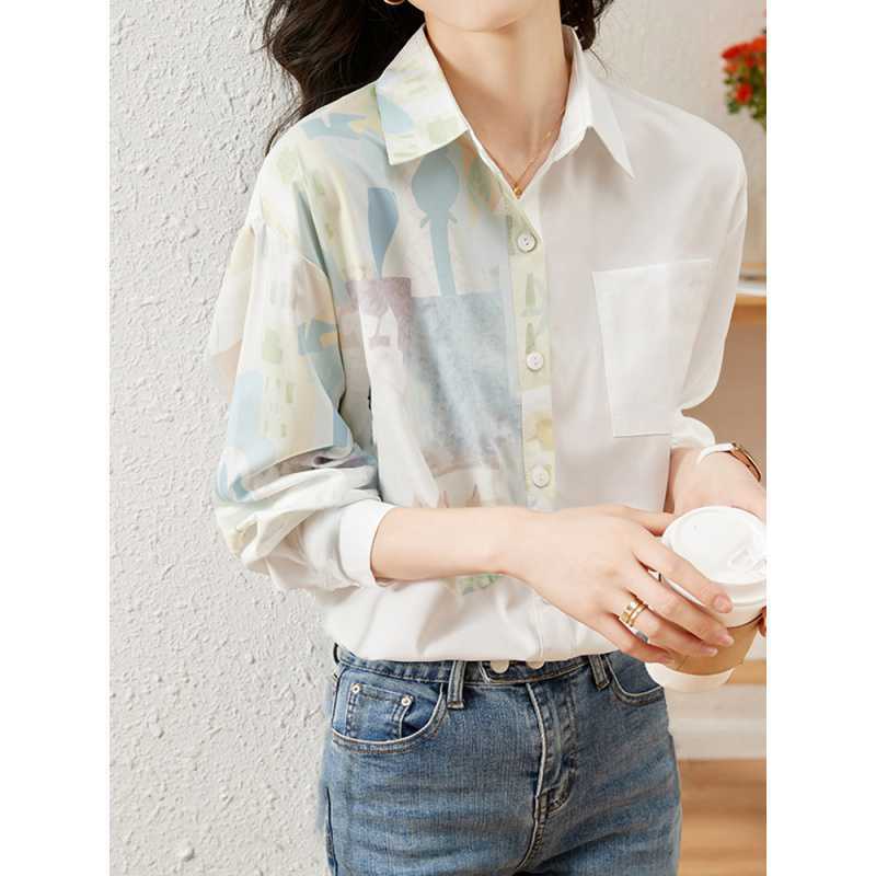 Designer Women's Niche Shirts Women's Tops French High-End 2025 New Splicing Shirts for Women Spring & Fall