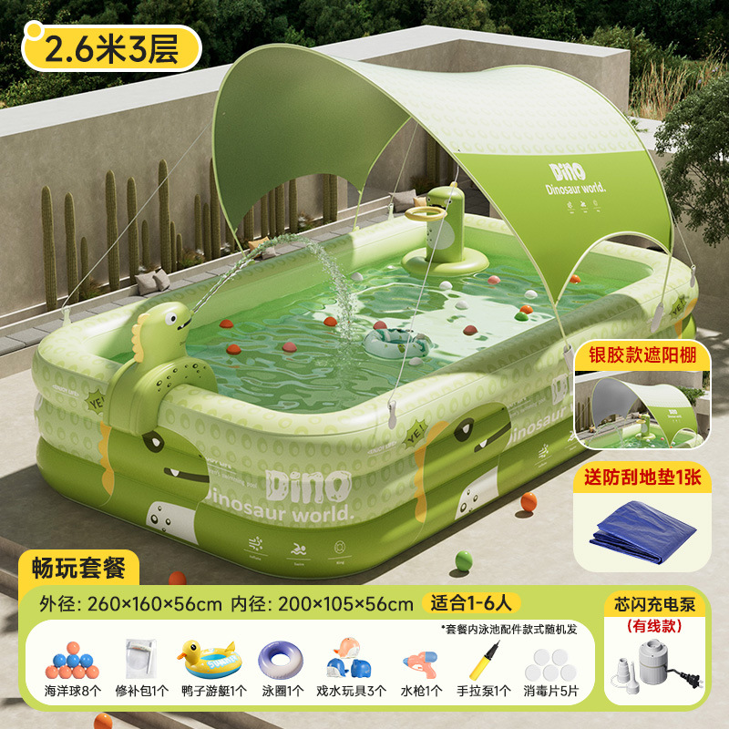 Picture of Jiashu Swimming Pool Home Outdoor Large Inflatable Pool Thickened Plastic Baby Baby Children Inflatable Swimming Pool