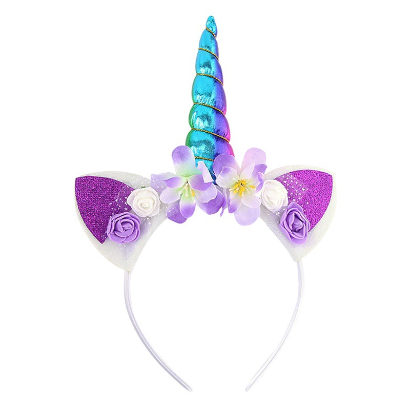 Japanese and Korean hair accessories children gradient color unicorn headband flower hair accessories sweet headband does not hurt hair non-slip headdress