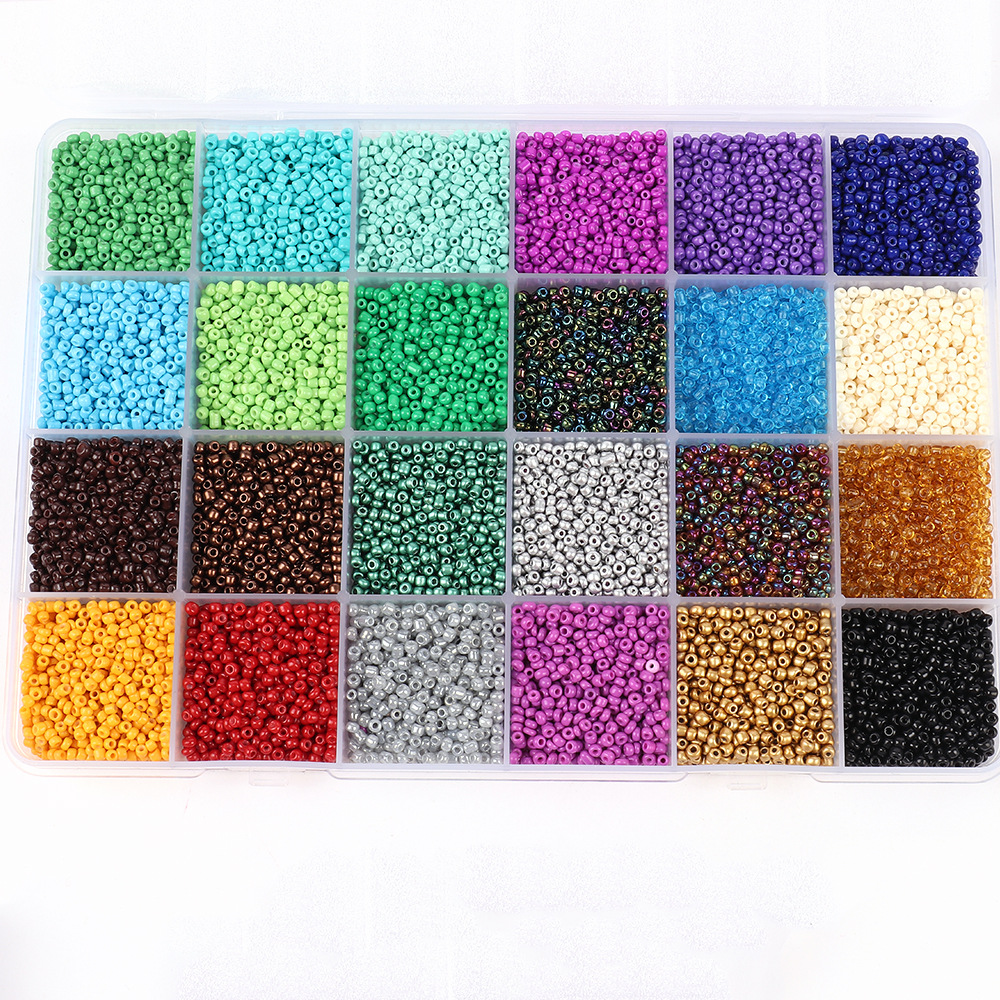 Picture of Amazon New 48 Color Holed Glass Small Rice Beads suit DIY Necklace Jewelry Beaded Beaded Accessories