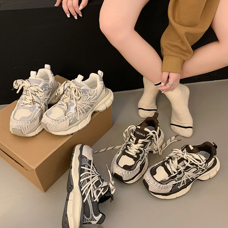 Torre Shoes Women's 2024 Early Autumn New sneaker Drawstring Design Color-polishing Style Casual Breathable Lace-up Low-top Shoes