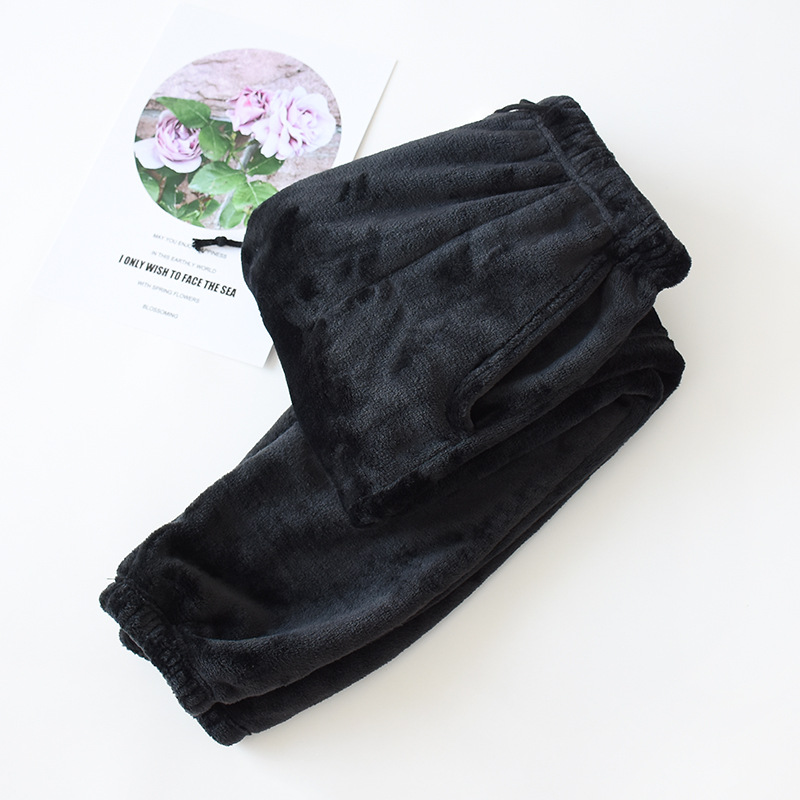 Picture of Winter Thickened Men's Flannel Pajama Pants Neck-up Leg-toe High Waist Loose Coral Fleece Warm Home Pants